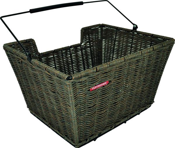 Pletscher Korb Rattan Gep&auml;cktr&auml;ger fein mit 3-Punkte Adapter braun 